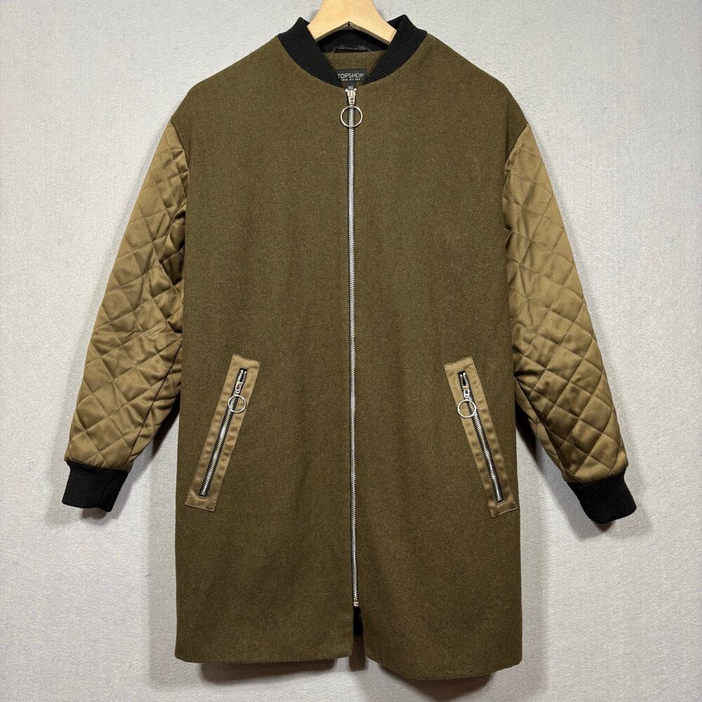 Topshop Olive Green Coat 4 Mixed Media Urban Military Jacket Grunge Street Retro